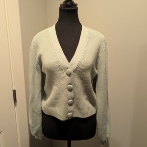 Zara Light Green Button-Up Cardigan